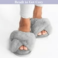 thumbnail image 3 of ELElax Women's Cross Band Slippers Fuzzy Soft House Slippers Plush Furry Warm Cozy Open Toe Fluffy Home Shoes Comfy Indoor Outdoor Slip On Breathableï¼ Gray, 3 of 7