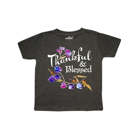 

Inktastic Thankful and Blessed Inspirational Saying with Flowers Gift Toddler Boy or Toddler Girl T-Shirt
