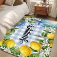 thumbnail image 5 of Summer Lemon Washable Area Rugs 4'x6', Oceans Blue Shells Starfish Flower Blue Plaid Low Pile Throw Living Room Rug Non-Slip Sturdy Edge Binding Carpet for Indoor Entryway Bedside Kitchen, 5 of 9