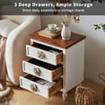 thumbnail image 3 of CQSXDA Vintage Farmhouse End Table With Floral Knobs 19 Inch Rustic Nightstand Featuring 3 Drawers Gourd Legs Bedside Accent, 3 of 8