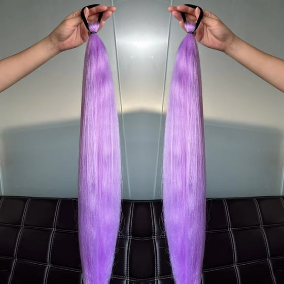Namzi Rubber Band Hair Ponytail Extension - 2 Pcs,Light purple, 60.96CM/24in Length, Heat-Resistant Synthetic Hair, Natural-Looking Suitable for Daily Life & Special Events