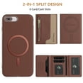 thumbnail image 4 of Allytechgroup 2-in-1 Magnetic Wallet Case for Apple iPhone 8 Plus/7 Plus, Detachable Card Holder with Zipper Pocket RFID Blocking Kickstand PU Leather Protective Flip Cover with 6 Slots, Brown, 4 of 6