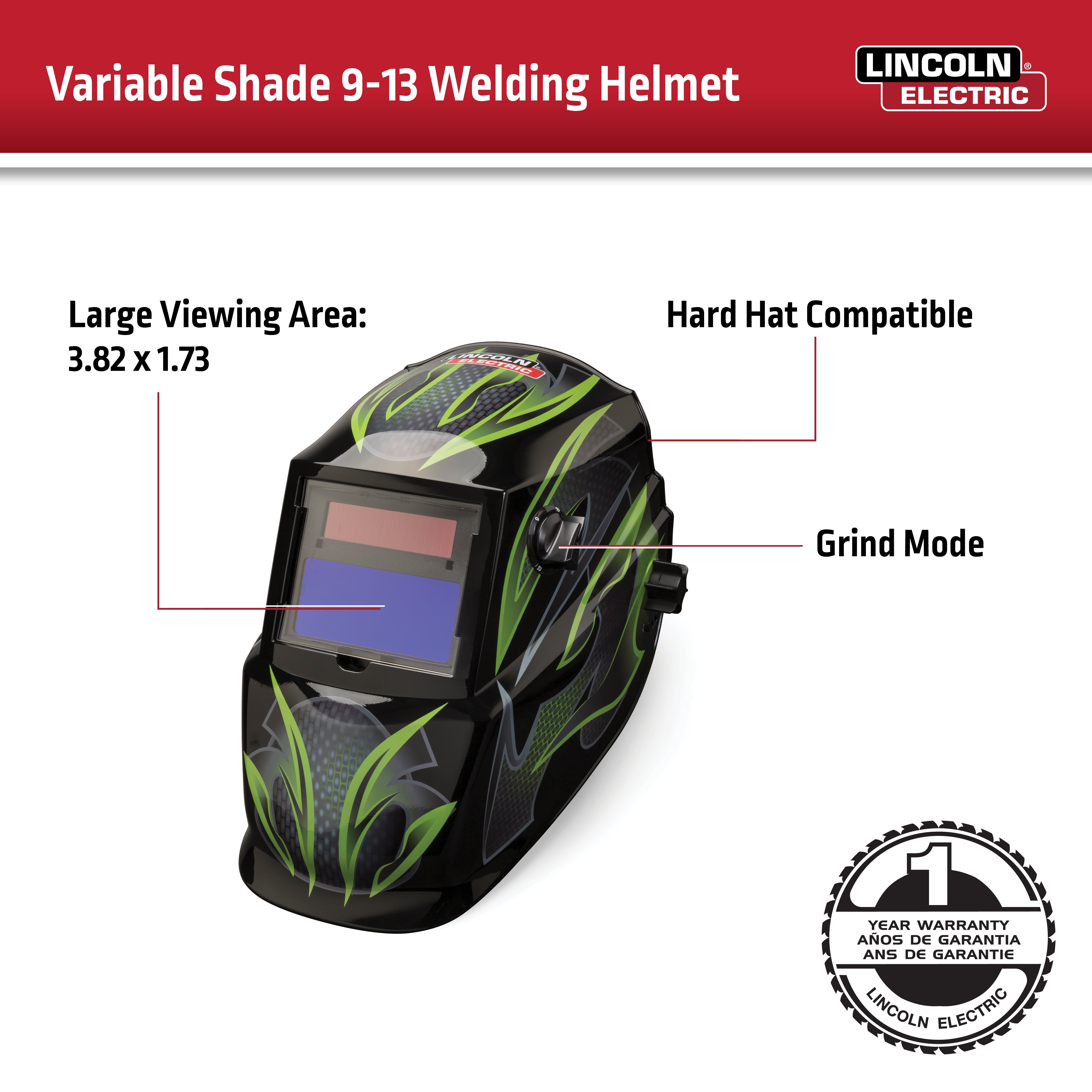 Lincoln Electric 11 Amp Angle Grinder Helmet Kit with 10 Cut-off Wheels, 10 Flap Discs, Safety Glasses and Welding Gloves