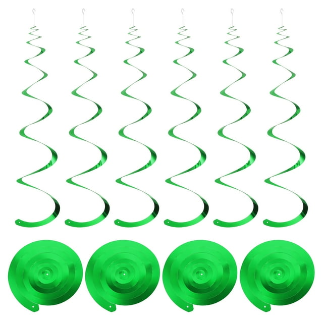 18uds Verde Fiesta Colgante Doble Tira Colgante Decoraciones Plástico Techo Serpentinas Fiesta Decoraciones para Cumpleaños Fiesta con Colgar Etiqueta Cuerda, Gancho