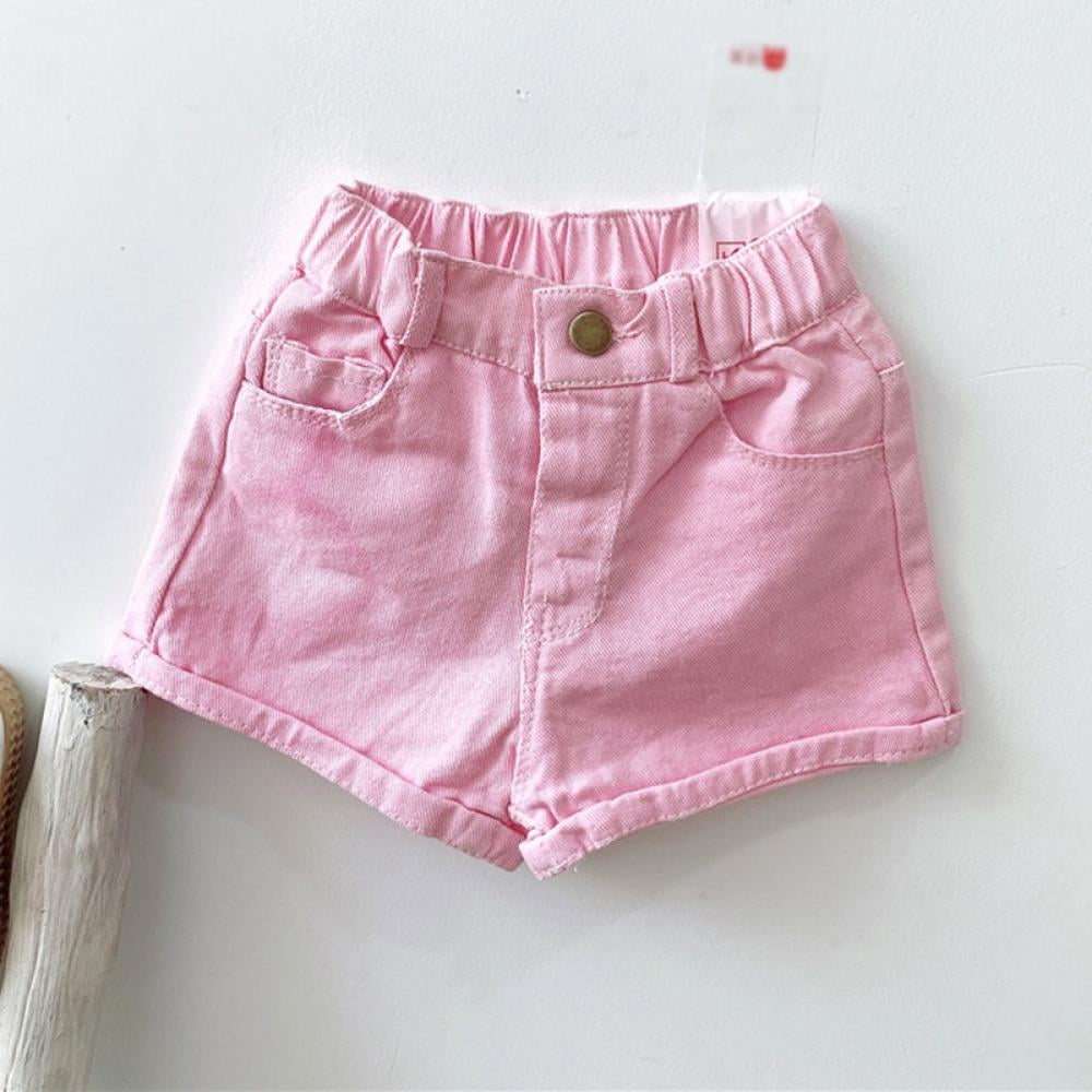 baby pink denim shorts