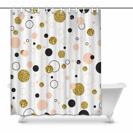 Mkhert Modern Stylish Polka Dots In Black Coral Glitter Gold