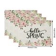 2024 New 4PCS Spring Green Flowers Running Chrysanthemum Western Placemat Linen Printed Table