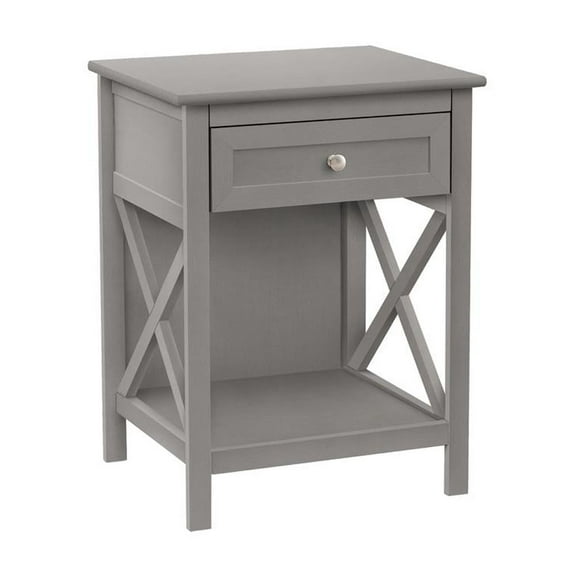 Accent Table - End - Side - 2 Tier - Nightstand - MDF - Wood - Gray - Storage