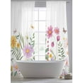 thumbnail image 5 of Botanical Floral Sheer Curtains 108 Inch Length 2 Panels Set for Living Room/Bedroom, Spring Colorful Flowers Butterfly Curtain Sheers Drapes Rod Pocket Curtains Window Treatment Set 52''x108''x2, 5 of 7