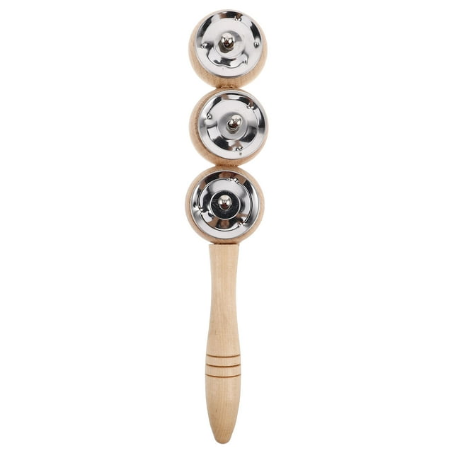 OUNONA Handheld Jingle Bells Wooden Khaki 1Pack For Auditory Perception Development Classroom Fun