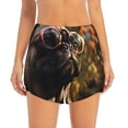 thumbnail image 2 of Rateoe Pug Wearing Sunglasses Flowers Printed 2 in 1 Women's Workout Shorts for Athletic Gym Running Shorts with Phone Pockets-Medium, 2 of 7