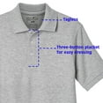 thumbnail image 4 of Educated Uniforms Boys 4-20 Short Sleeve Pique Polo Shirt Grey 14/16, 4 of 5
