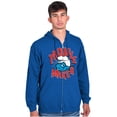 thumbnail image 5 of Old School Brainy Smurf Trouble Maker Zip Up Hoodie Men's Women's Brisco Brands M, 5 of 6