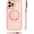 thumbnail image 5 of for iPhone 12 Pro Max Case [Support for Magsafe] Graphic Letter Love Pattern Magnetic Plating Screen Protector Luxury Elegant Case Camera Protector Soft Shockproof Corner Back Cover -Pink, 5 of 13