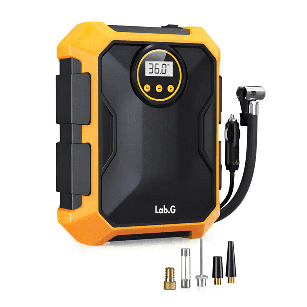 Compresor De Aire Inflador De Neumáticos 12v Dc Portátil Auto 150psi Lab.G Negro, Amarillo