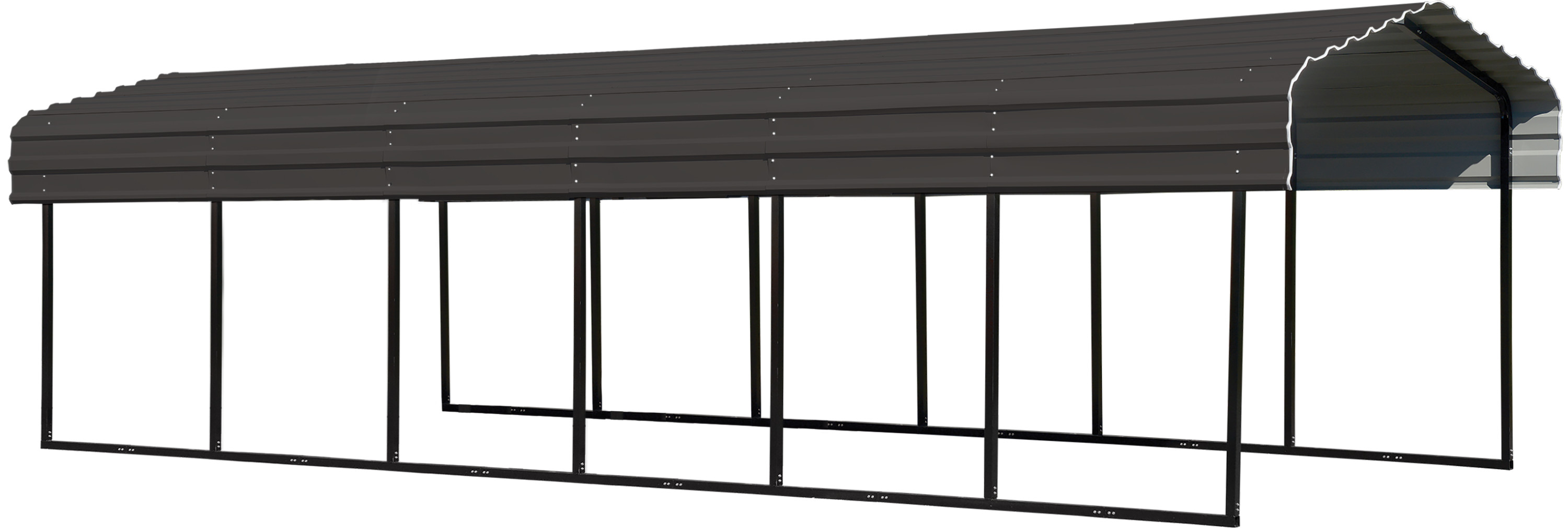 Steel Carport 10 x 29 x 7 ft. Galvanized Black/Charcoal - image 2 of 14