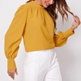 thumbnail image 3 of Camisa suelta, camisa de mujer, camisa pequeña de color sólido alto, pulóver de funcionamiento suave, 3 of 6