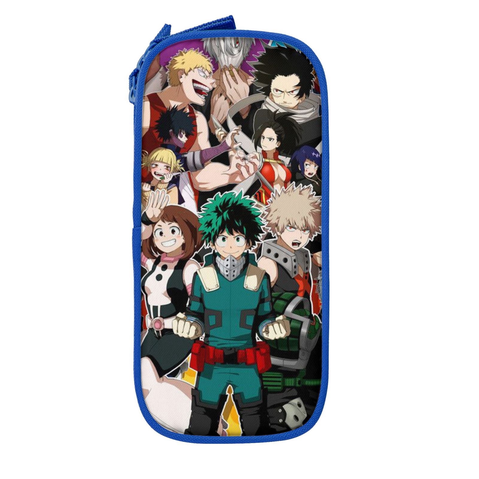 My Hero Academia Pencil Case Large Capacity Pencil Pouch Pen Bag Office Stationery Organizer Travel Makeup Bag Blue