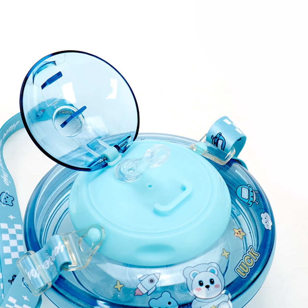 EIMELI 550ML Children Kids Water Bottle with Cute Astronaut Stickers -Creative UFO Shape Drinking Bottle for School Kids Boys Girls, Portable and Leakproof
