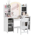thumbnail image 1 of Qaba Kids Vanity Set, Pretend Makeup Playset with Lighted Mirror, White, 1 of 10