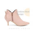 thumbnail image 3 of BLISSFUL STEP Pointed Toe Bow Cutout Kitten Heel Ankle Booties for Women Dust Pink 6, 3 of 4