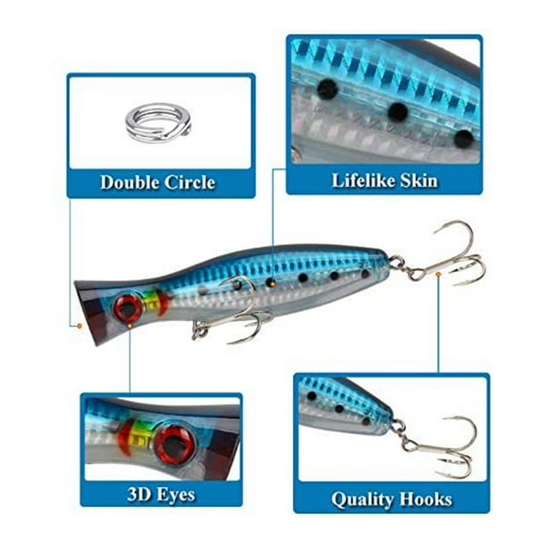 Surface Fishing Lures - Popper - Catching / Spinning Fishing Pack - Sea  Fishing - 5 Pieces - 12.5cm and 40 Grams