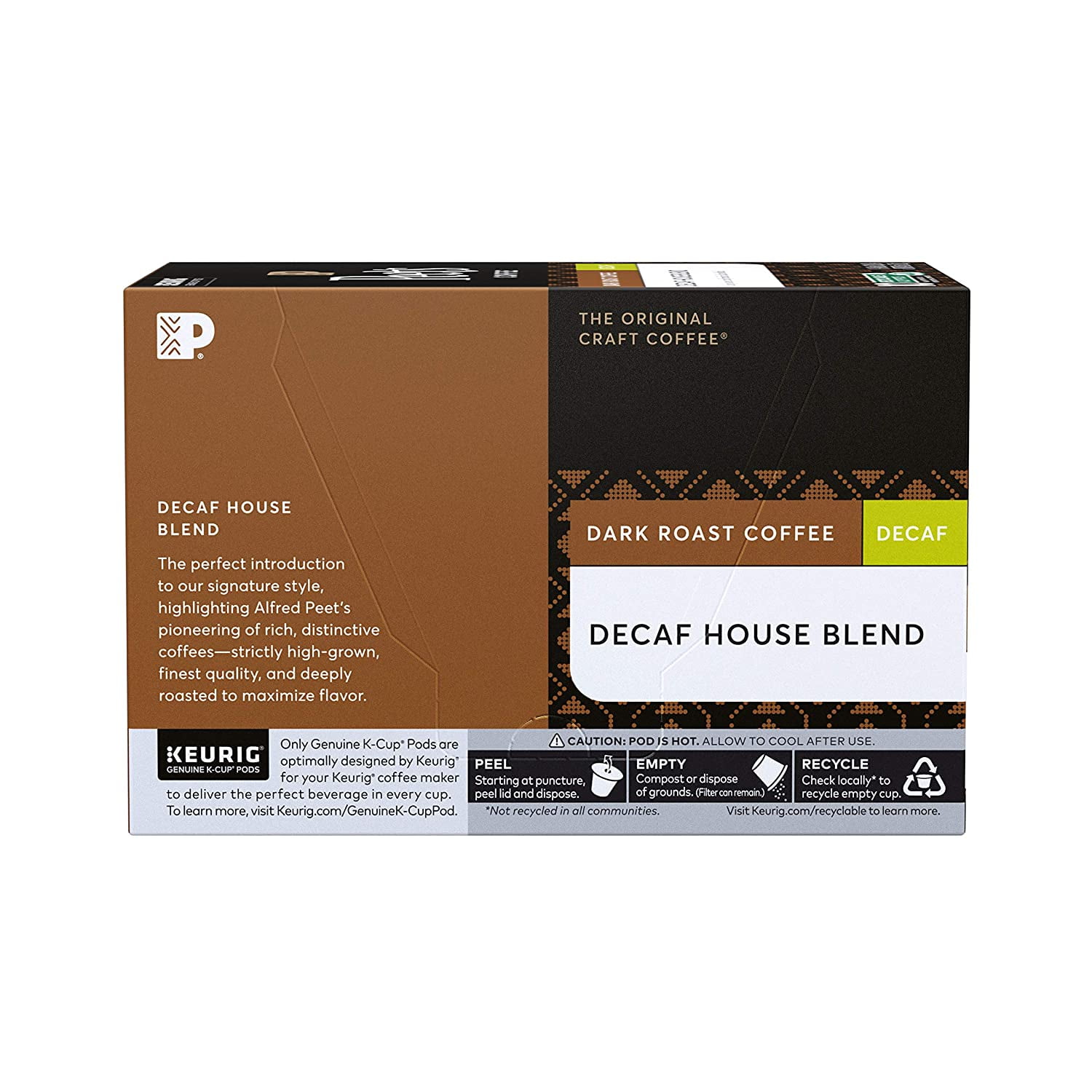 Peet’s Coffee Decaf House Blend K-Cup Coffee Pods for Keurig Brewers, Dark Roast, 60 Pods