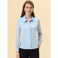 thumbnail image 2 of INSPIRE CHIC Blusa de chifón con botones y manga transparente texturizada para mujer Azul claro S, 2 of 5