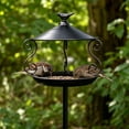 thumbnail image 4 of Cast Iron Standing Bird Feeder with Pole, Bird Feeders for Outdoors, Squirrel-Resistant Platform Bird Feeder Tray with Ground Spike for Garden, Yard & Lawn, 4 of 6