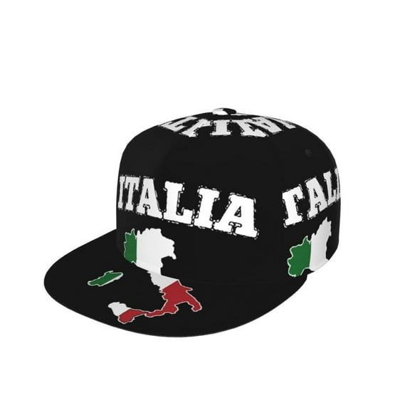 Men Women Italy Map Flag Flat Bill Hip Hop Visor Snapback Hat Adjustable Baseball Cap