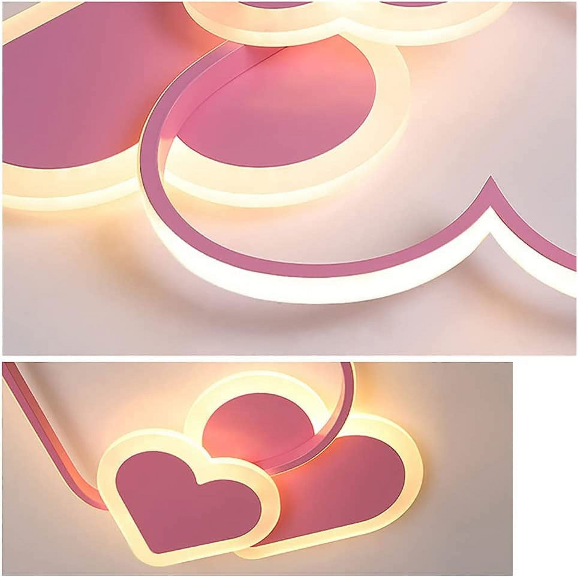 Miumaeov Modern Acrylic Ceiling Light Children's Room Love Close to Ceiling Light Fixture Bedroom White LED Flush Mount Ceiling Light Pink