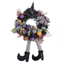 24 inch Halloween wreath with hat leg pumpkin door wreath, haunted house decoration pendant, Halloween party pendant