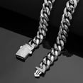 thumbnail image 5 of 6-14mm Hip Hop Stainless Steel Miami Cuban Link Chain Necklace Full Zircon Clasp, 5 of 5