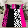 thumbnail image 2 of Manfei Zebra Stripes Bed Sheets,Leopard Print King Sheets,Pink Black Geometric Lines Sheet Set For Boys Girl,Ultra Soft Home Decor,4 Pieces, 2 of 7