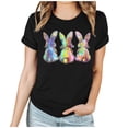thumbnail image 3 of VBTAPA Happy Easter Shirts for Women Funny Egg Graphic Tees Short Sleeve Cute Rabbit Bunny T-shirt Lightweight Holiday Blouse Tops Lightning Sales of The Day Black S, 3 of 6