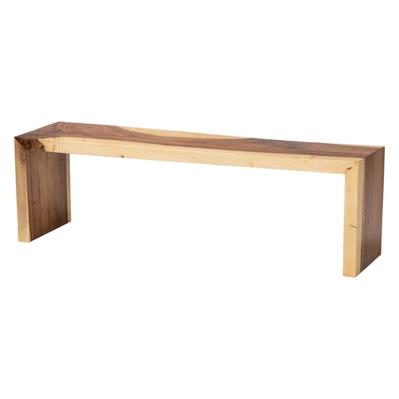 bali & pari Bai Solid Wood Accent Bench - Modern Rustic Natural Wood Seating