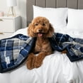 thumbnail image 6 of PetAmi Waterproof Dog Blanket for Small Medium Dog Puppy Cat Throw for Couch Cover Leakproof Protection, Sherpa Fleece, Reversible Soft Washable 29x40 Plaid Navy Blue, 6 of 9