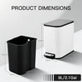 thumbnail image 4 of Stainless Steel 8L Step Trash Can, Compact Vertical Garbage Bin with Removable Inner Bucket,Fingerprint Resistant， for Bathroom, Bedroom, Kitchen & Office, 4 of 8