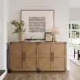 thumbnail image 3 of Bingirl Buffet Bahut de Style Ferme Moderne : Rangement avec Portes et Tablettes Ajustables, Design Cannelé pour Cuisine, Bar à Café, 3 of 7