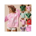 thumbnail image 4 of Sudaderas con capucha de retazos de purpurina para mujer, camiseta Vintage Harajuku, ropa de calle delgada de manga larga, ropa de Navidad, Top de otoño e invierno, 4 of 5