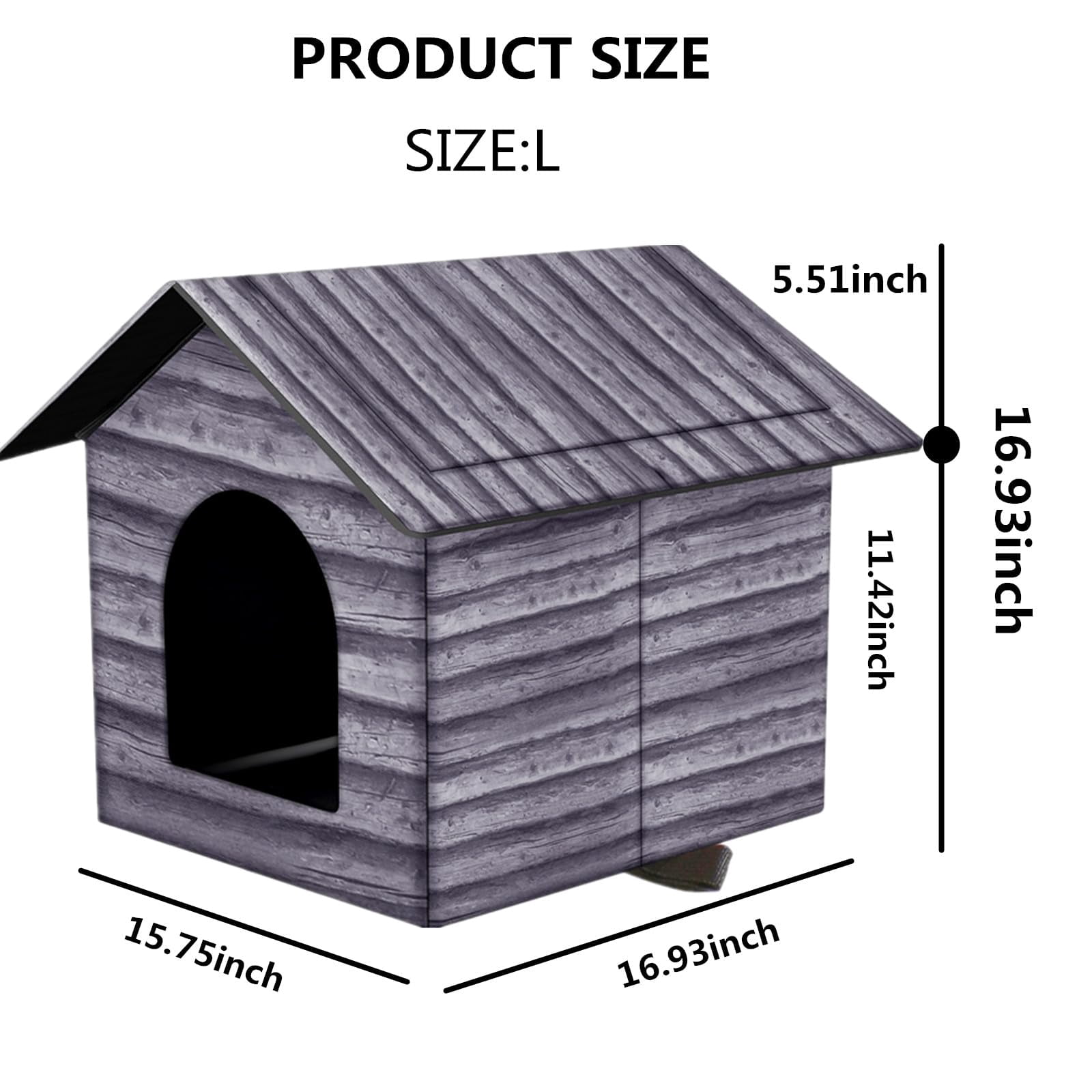 Outdoor Cat House Cat House for Outdoor and Indoor Use - Waterproof Shelter for Cats, Dogs, and Feral Animals (Grey Wood Color, Large)