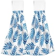 thumbnail image 2 of Coolnut Leave Branches Hanging Towel Set of 2, Absorbent Soft Coral Velvet Hand Towel with Hanging Loop for Bathroom, Kitchen, Home Decor, 14 x 18 Inch Washcloth Gift, 2 of 7