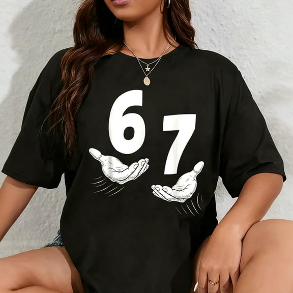 100% Cotton Six Seven 67 6 7 Kids 67 Teen Boys 6 7 Meme Hands Funny T-Shirt