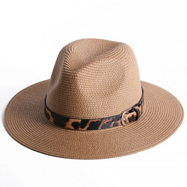 Womens Mens Wide Brim Straw Panama Hat Fedora Summer Beach Foldable Sun