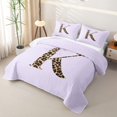 thumbnail image 3 of Manfei Old Fashion Letter K Monogrammed Twin Quilt Set for Teens,Vintage Leopard Print Initial Bow Twin Coverlet Set for Girls Women, 3 of 7