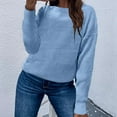 thumbnail image 2 of Fesfesfes Women Sweater Tops Fall And Winter Casual Round Neck Long Sleeve Tops Solid Color Sweater Tops Blouse Under $10, 2 of 9