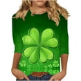 thumbnail image 2 of Xuyuer Womens 3/4 Sleeve St. Patrick's Day T-Shirts Crew Neck Spring Graphic Tee Tops Cute Tunic Tops Basic Tees Blouses Business Work Tee Top Merry and Bright Graphic Tee Tops, 2 of 6