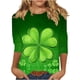 thumbnail image 2 of RKSTN 3/4 Length Sleeve Womens Tops Oversized Crewneck St Patricks Day Lucky Shamrocks Graphic Print T Shirt Womens Casual Plus Size Round Neck Loose Irish Festivities Three Quarter Sleeve Shirt, 2 of 6