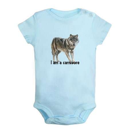 

I Am a Carnivore Funny Rompers For Babies Animal Gray Wolf Pattern Baby Jumpsuit Newborn Baby Unisex Bodysuits Infant Jumpsuits Toddler 0-24 Months Kids One-Piece Oufits