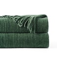 thumbnail image 4 of Battilo Dark Green Throw Blanket,Chenille Knit Throws with Tassels,Christmas Green Throws,50"x60", 4 of 7